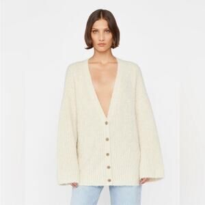 Frame Denim Lounge Cardi in Off White Alpaca Large NWT